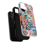 Coastal Collage Phone Case — Retro Beach Surf Floral Design