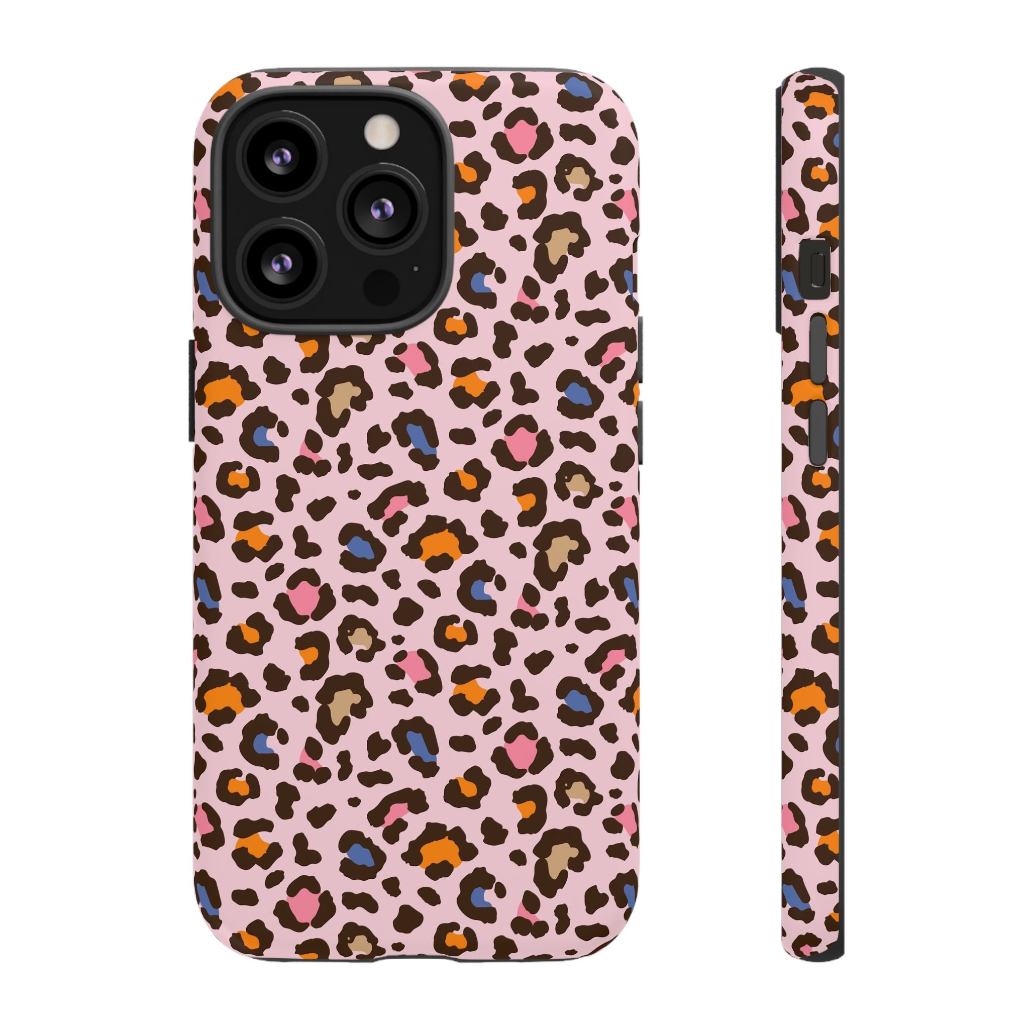 Pink Leopard Print Tough Phone Case — Durable Protective iPhone Cover