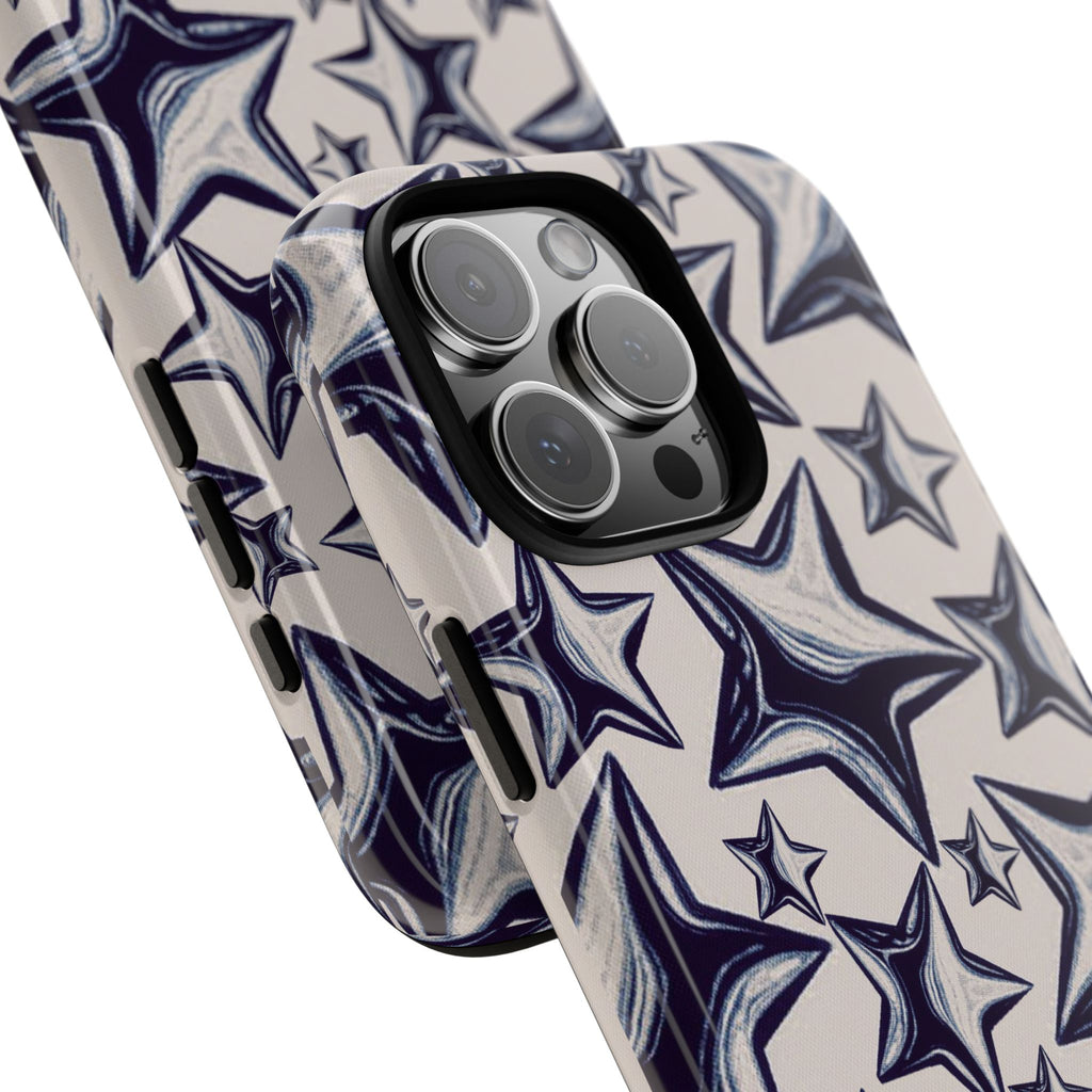 Star Sketch Tough Phone Case — Black & White Doodle Stars Protective Cover