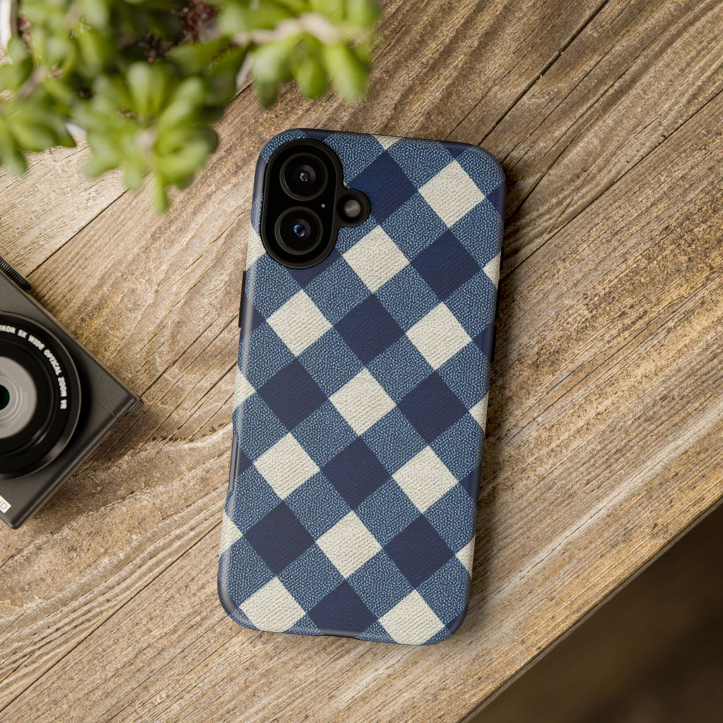 Blue Buffalo Plaid Tough Phone Case — Durable Protective iPhone Cover
