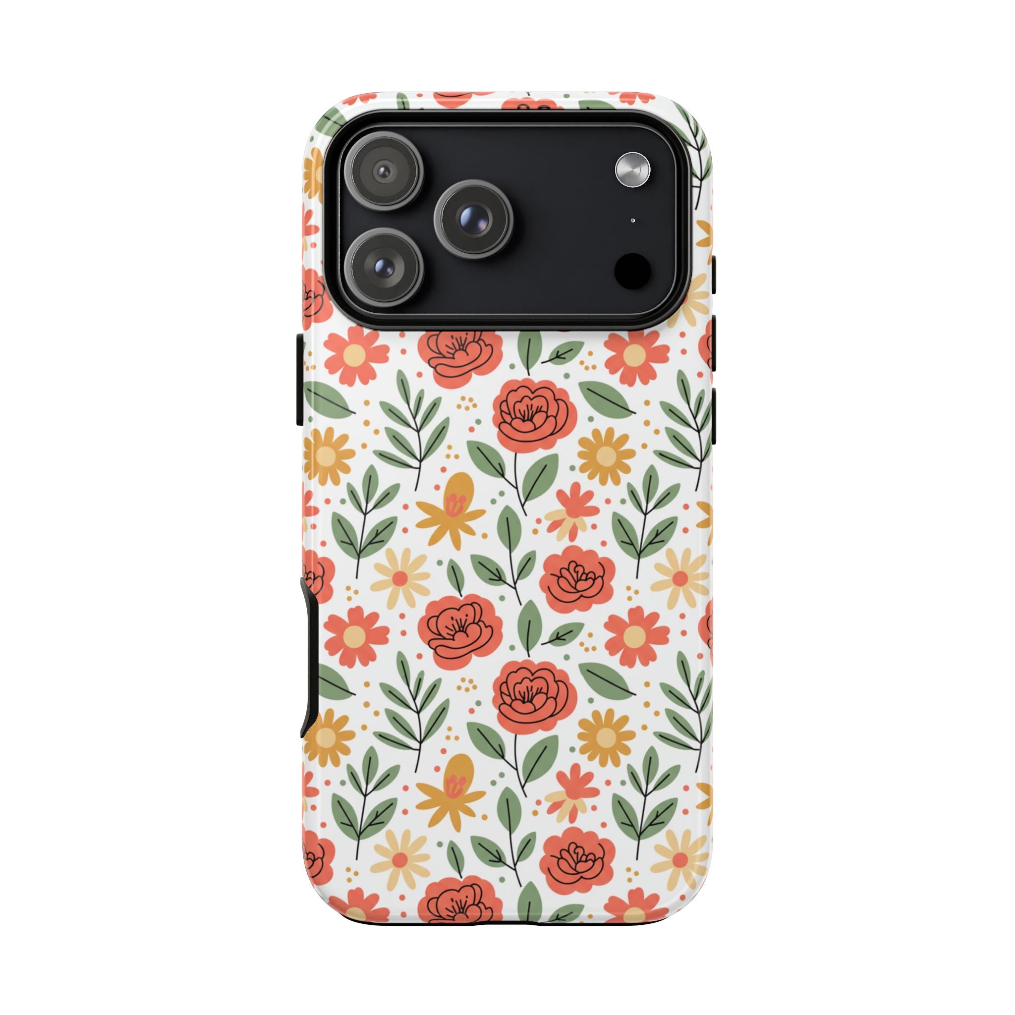 Floral Rose Pattern Tough Phone Case — Durable Garden-Inspired Protection