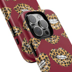 Phone Case — Leopard Lips Pattern on Burgundy