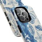 Ocean Shells Tough Phone Case — Blue Nautical Seashell iPhone Cover