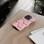 Cherry Pattern Phone Case — Cute Pink Cherries with Bows Durable Tough Case