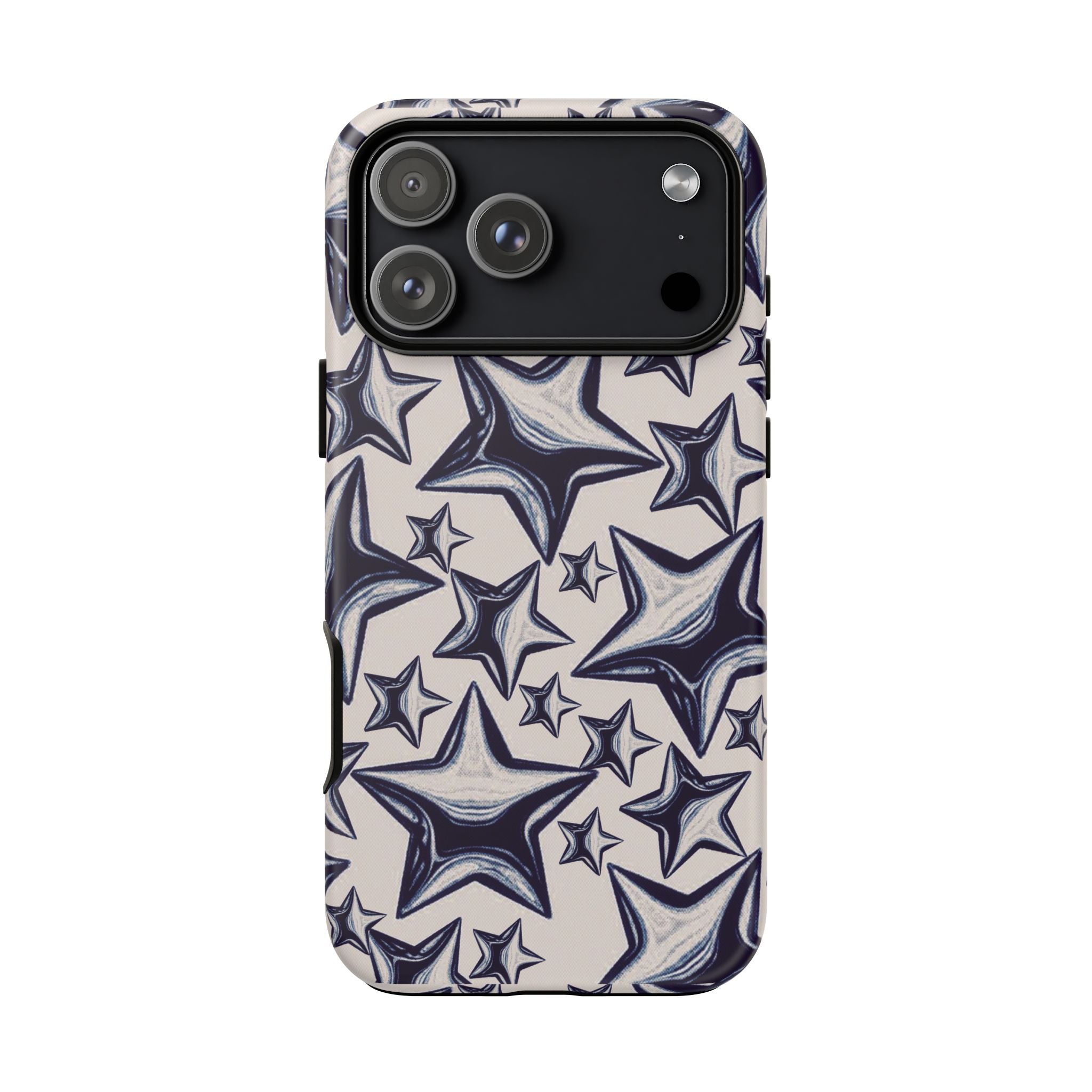 Star Sketch Tough Phone Case — Black & White Doodle Stars Protective Cover