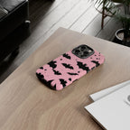 Pink Bat Pattern Tough Phone Case — Cute Halloween Bat Wings Design