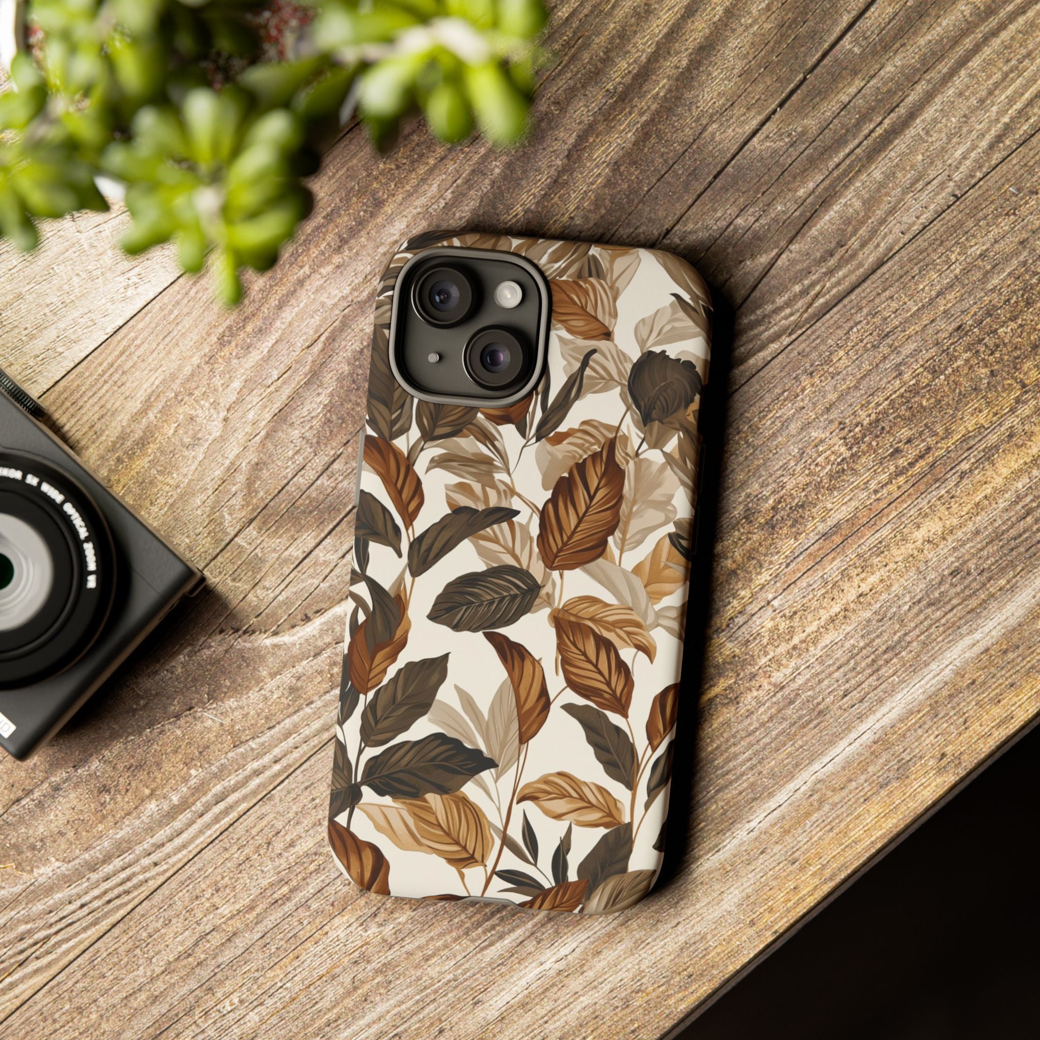 Autumn Leaves Phone Case — Brown Botanical Tough Case