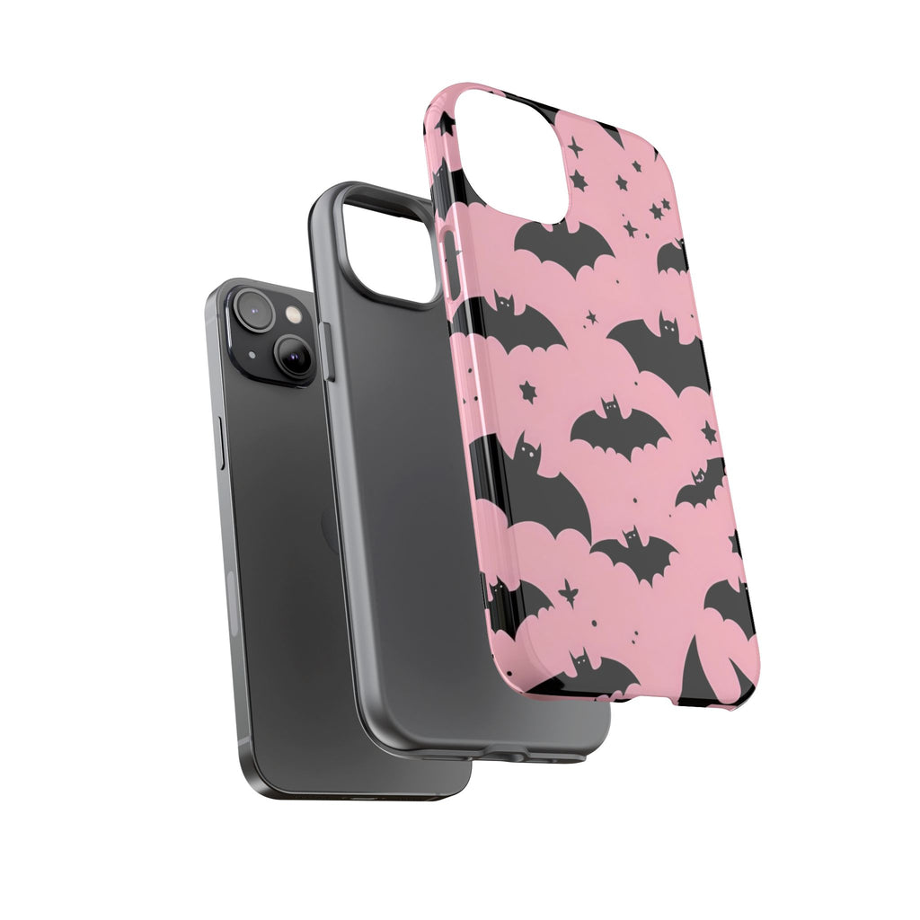 Pink Bat Pattern Tough Phone Case — Cute Halloween Bat Wings Design