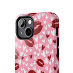 Pink Kiss Hearts Tough Phone Case — Cute Valentine Protective Phone Cover