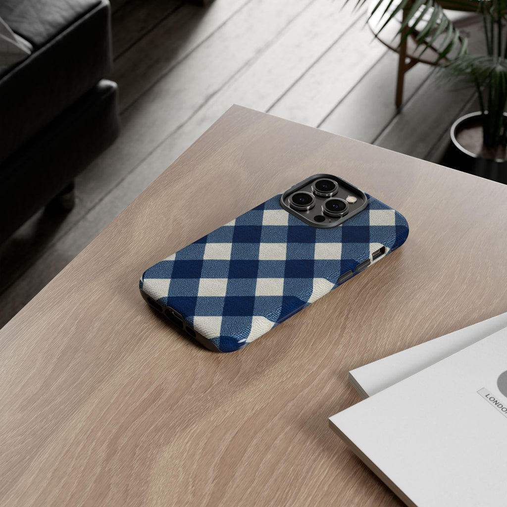 Blue Buffalo Plaid Tough Phone Case — Durable Protective iPhone Cover