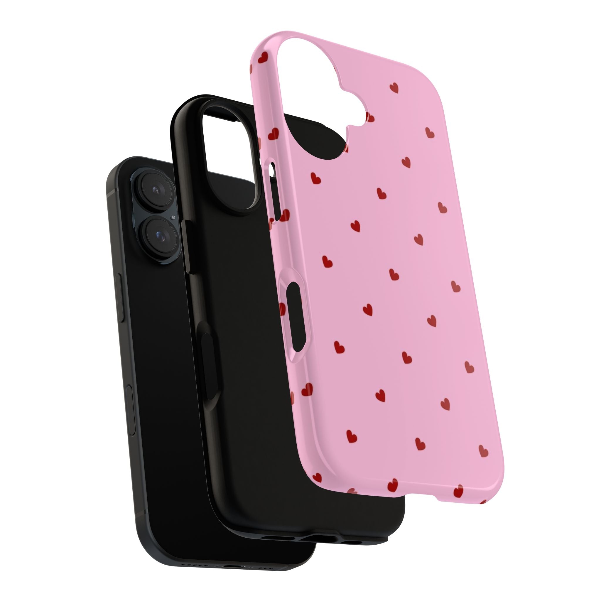 Pink Heart Pattern Tough Phone Case — Cute Red Hearts Protective Phone Cover (Valentine’s Day Gift)