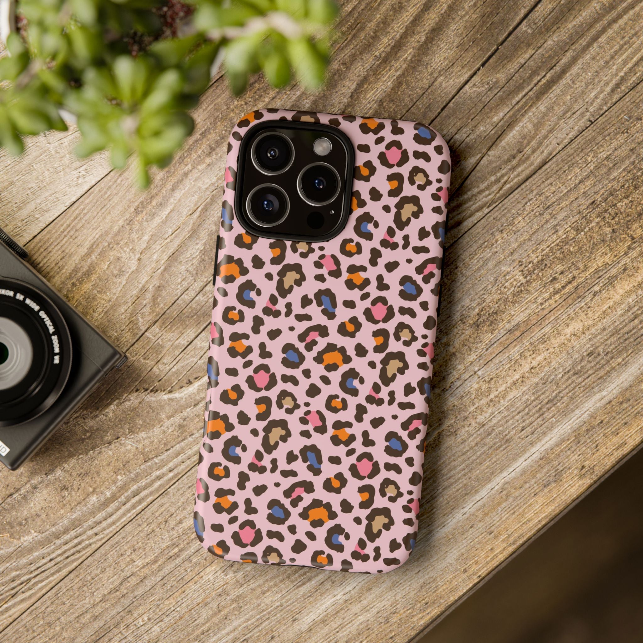 Pink Leopard Print Tough Phone Case — Durable Protective iPhone Cover
