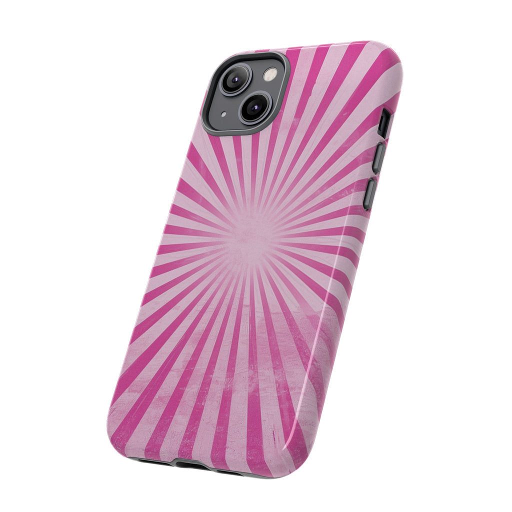 Pink Sunburst Tough Phone Case — Retro Radiant iPhone Cover