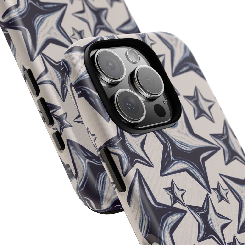 Star Sketch Tough Phone Case — Black & White Doodle Stars Protective Cover