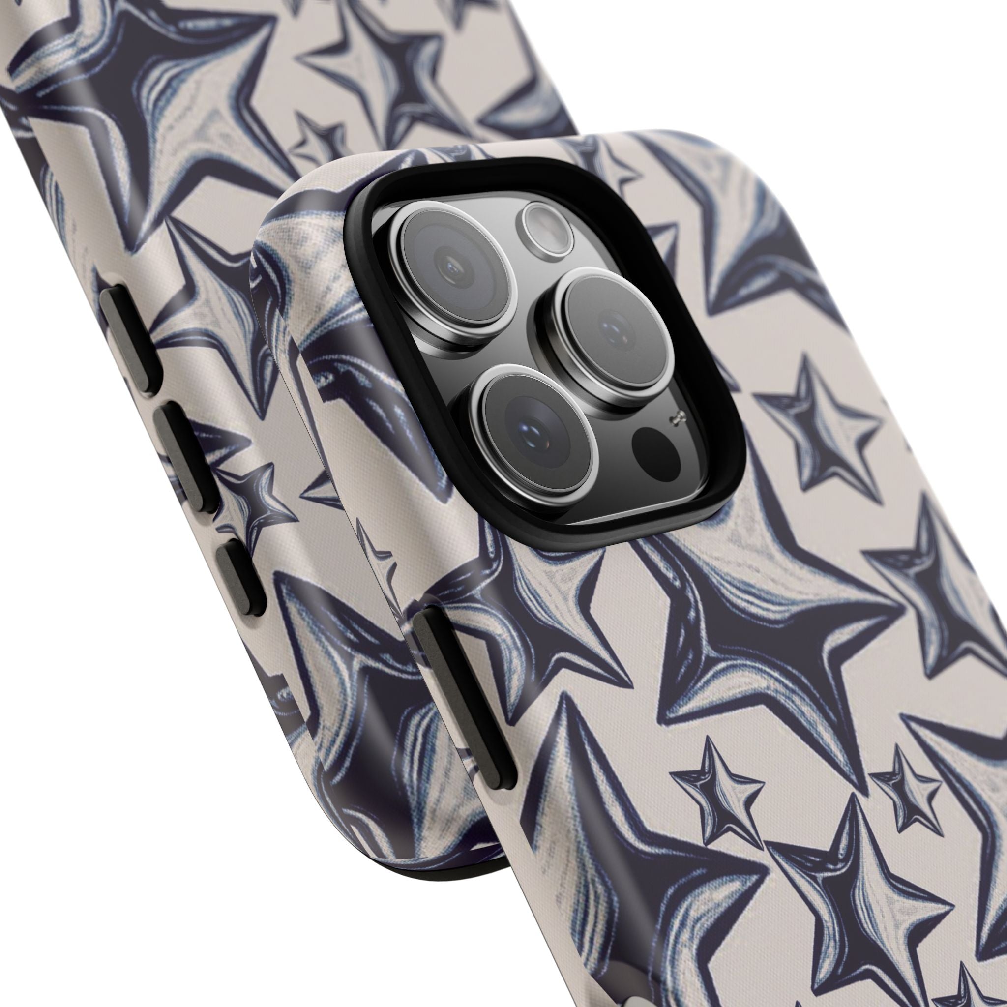 Star Sketch Tough Phone Case — Black & White Doodle Stars Protective Cover