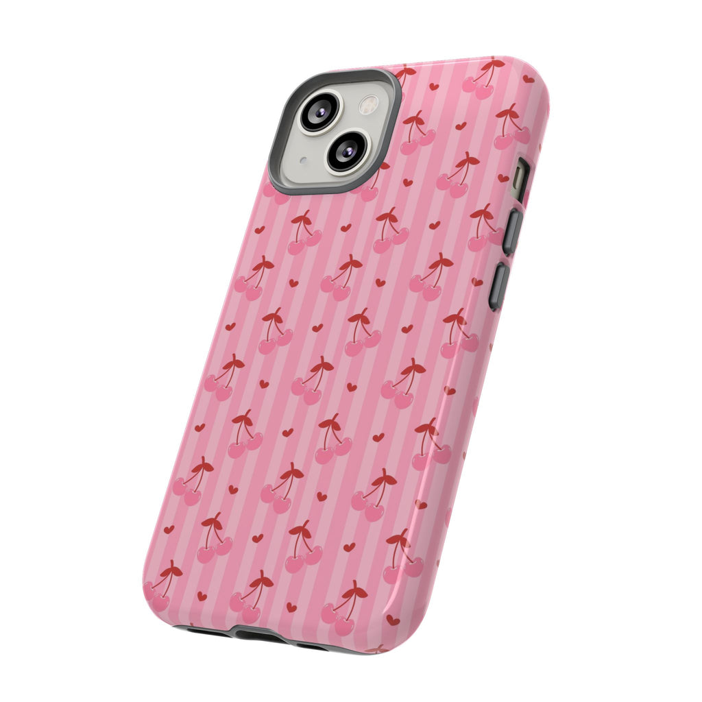 Pink Cherry Pattern Tough Phone Case