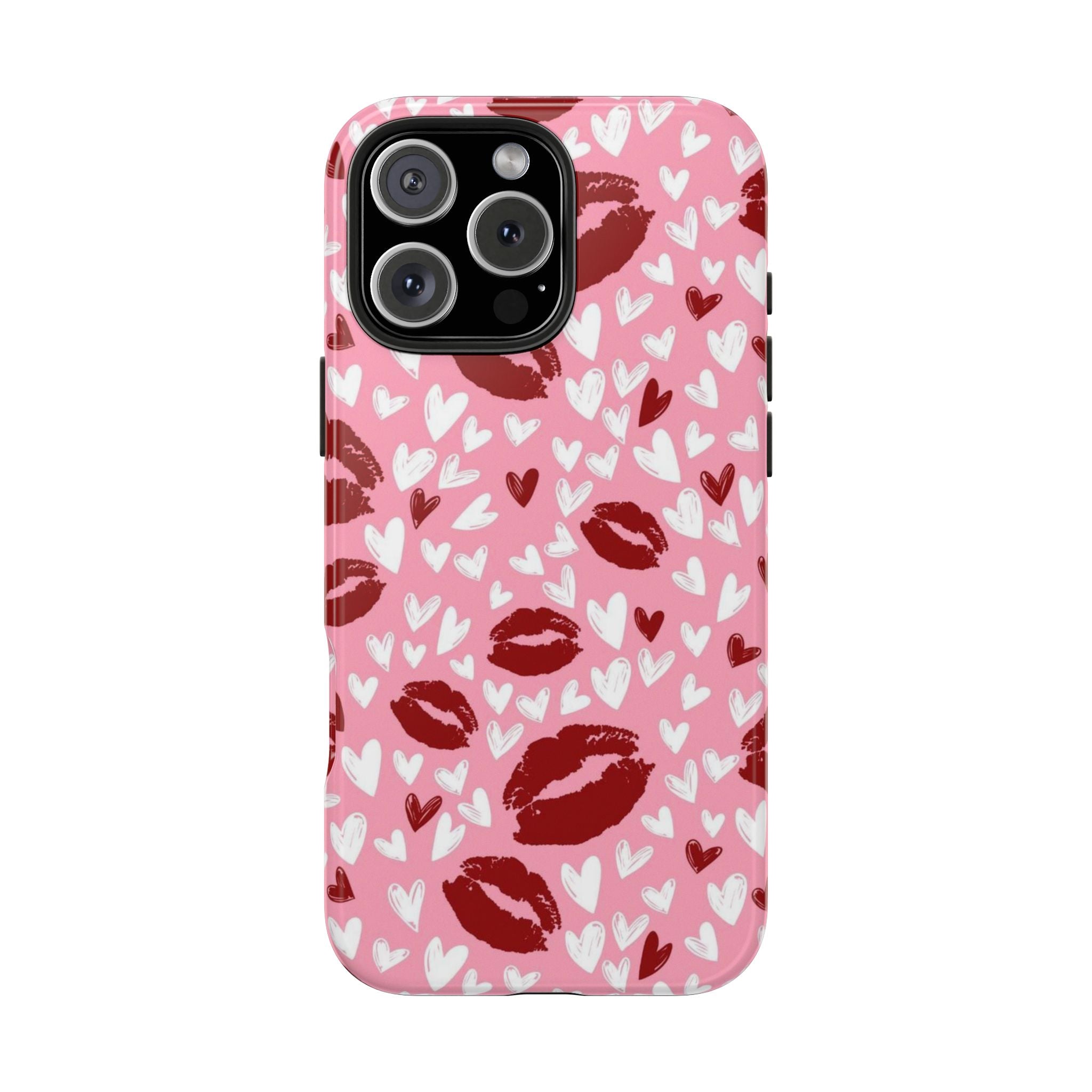 Pink Kiss Hearts Tough Phone Case — Cute Valentine Protective Phone Cover