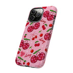 Cherry Pattern Tough Phone Case — Pink Cute Fruit iPhone Case with "cherry"