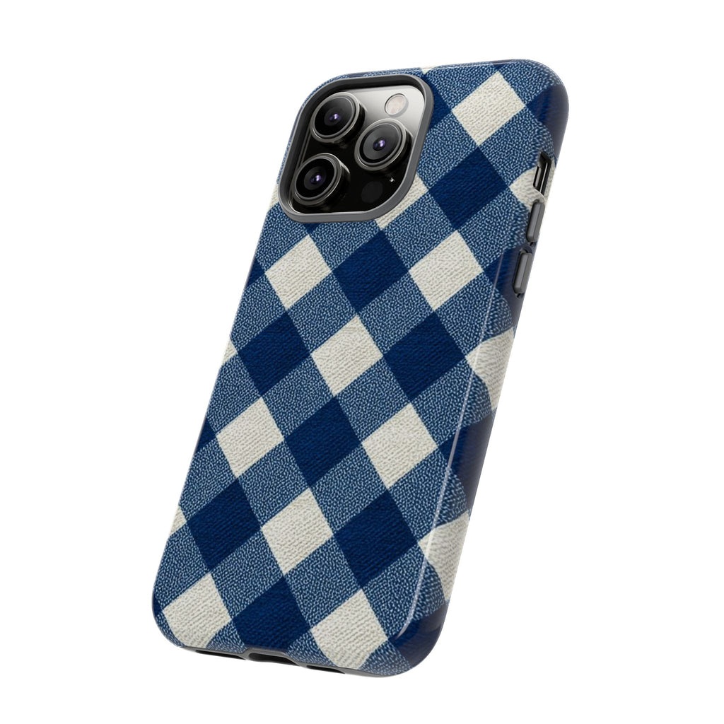 Blue Buffalo Plaid Tough Phone Case — Durable Protective iPhone Cover