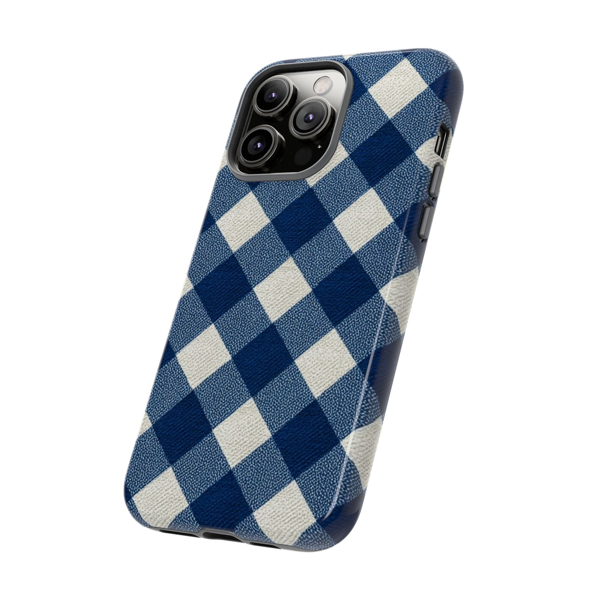 Blue Buffalo Plaid Tough Phone Case — Durable Protective iPhone Cover