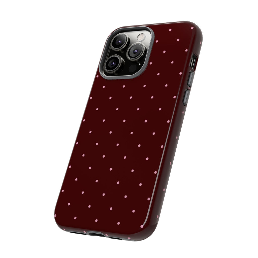Maroon Polka Dot Tough Phone Case — Slim Protective iPhone Cover