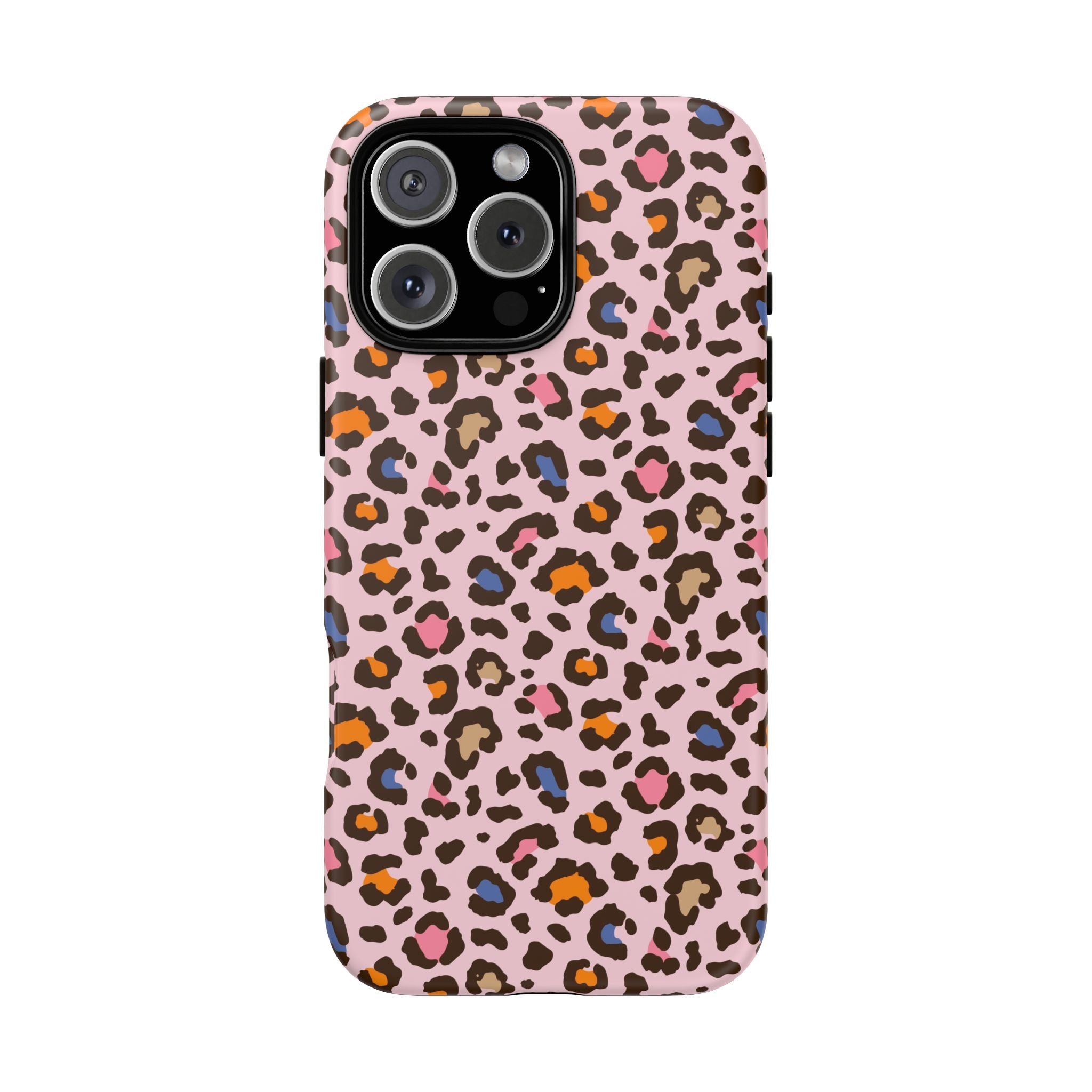 Pink Leopard Print Tough Phone Case — Durable Protective iPhone Cover