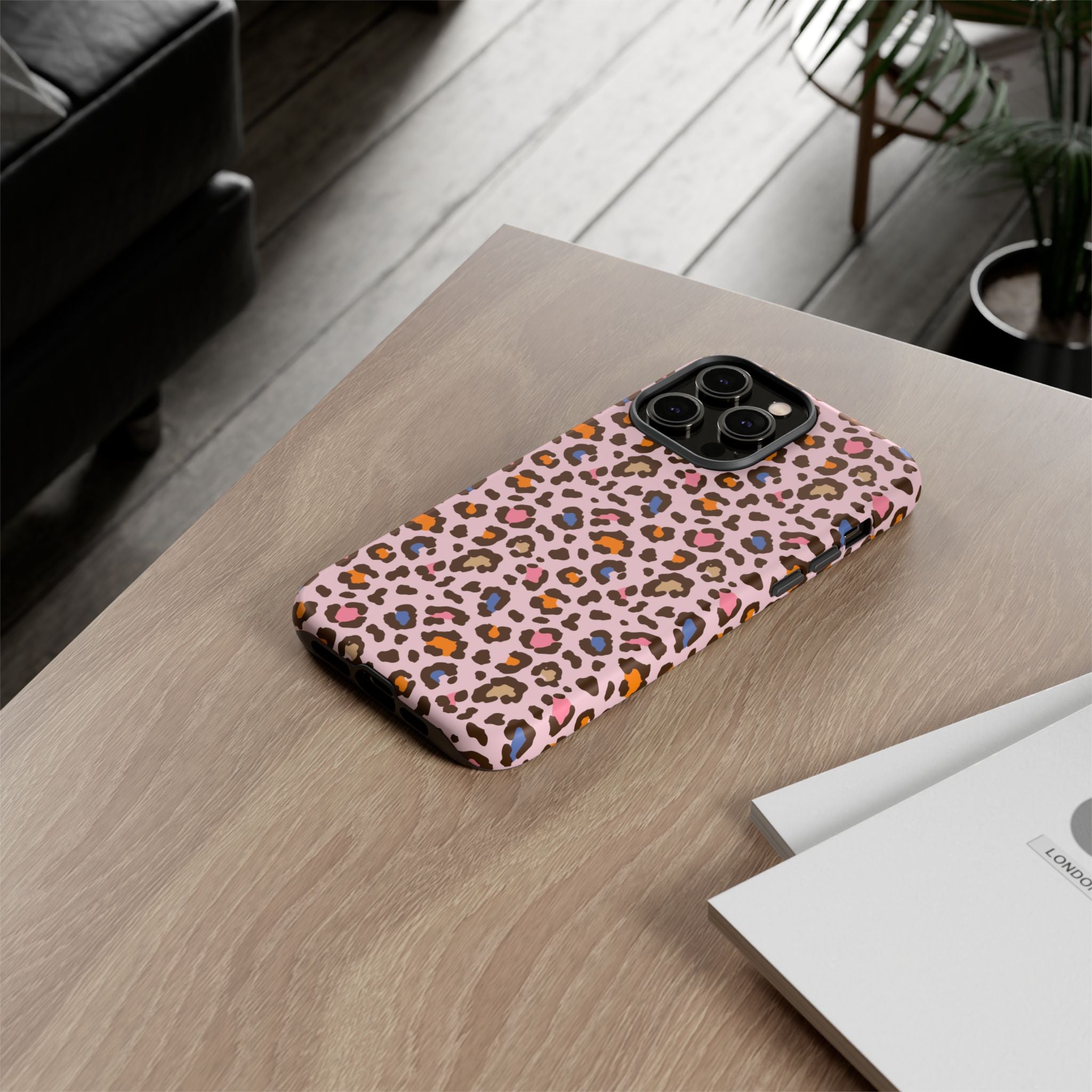 Pink Leopard Print Tough Phone Case — Durable Protective iPhone Cover