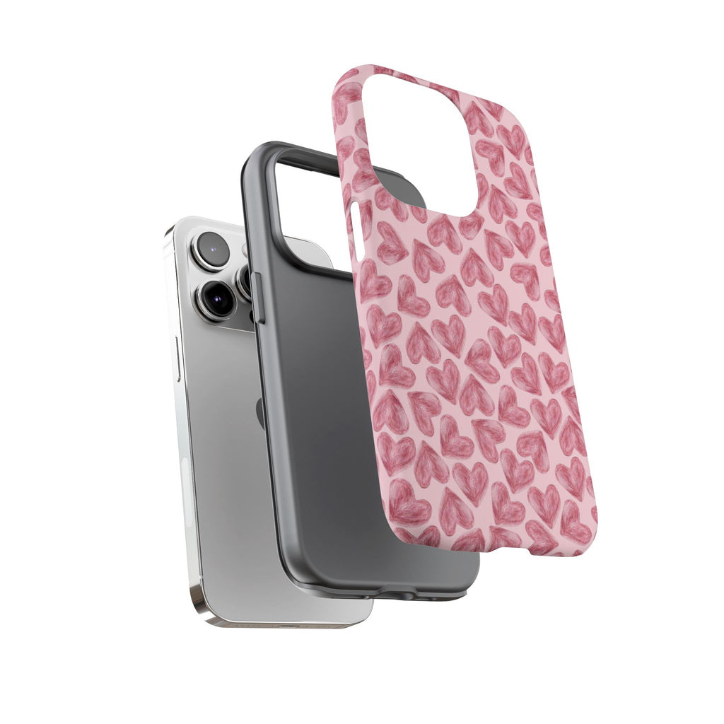 Pink Watercolor Heart Phone Case — Tough Protective iPhone Cover
