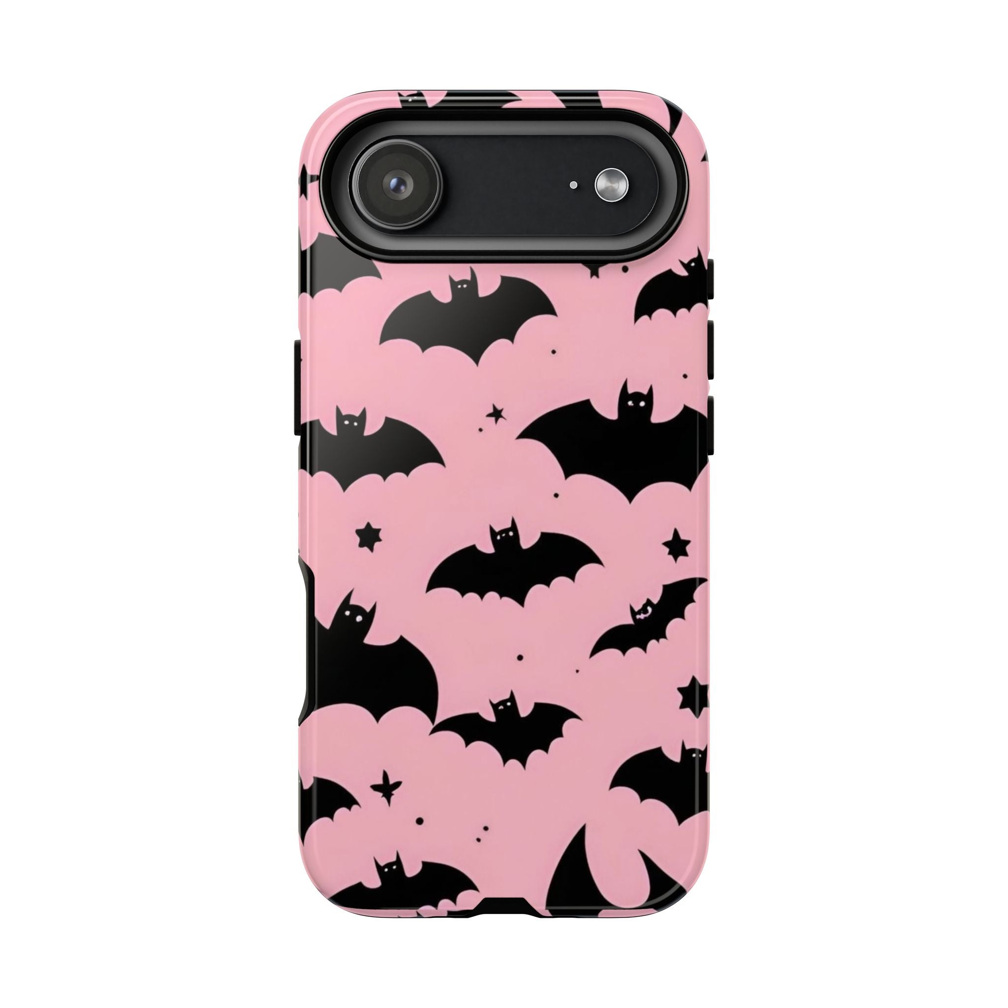 Pink Bat Pattern Tough Phone Case — Cute Halloween Bat Wings Design