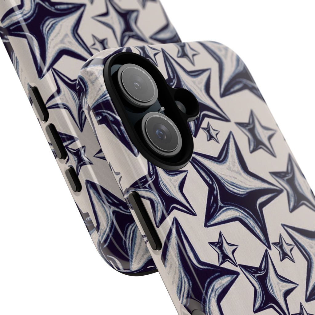 Star Sketch Tough Phone Case — Black & White Doodle Stars Protective Cover