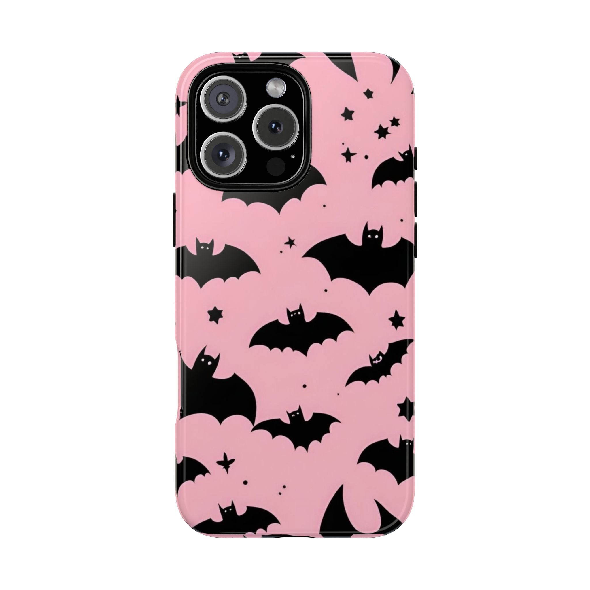 Pink Bat Pattern Tough Phone Case — Cute Halloween Bat Wings Design