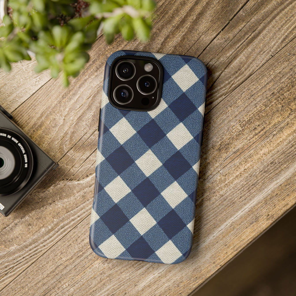 Blue Buffalo Plaid Tough Phone Case — Durable Protective iPhone Cover