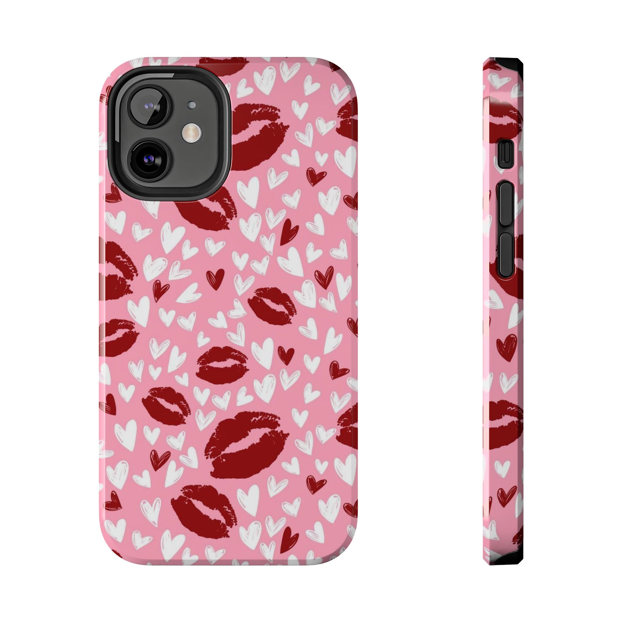 Pink Kiss Hearts Tough Phone Case — Cute Valentine Protective Phone Cover