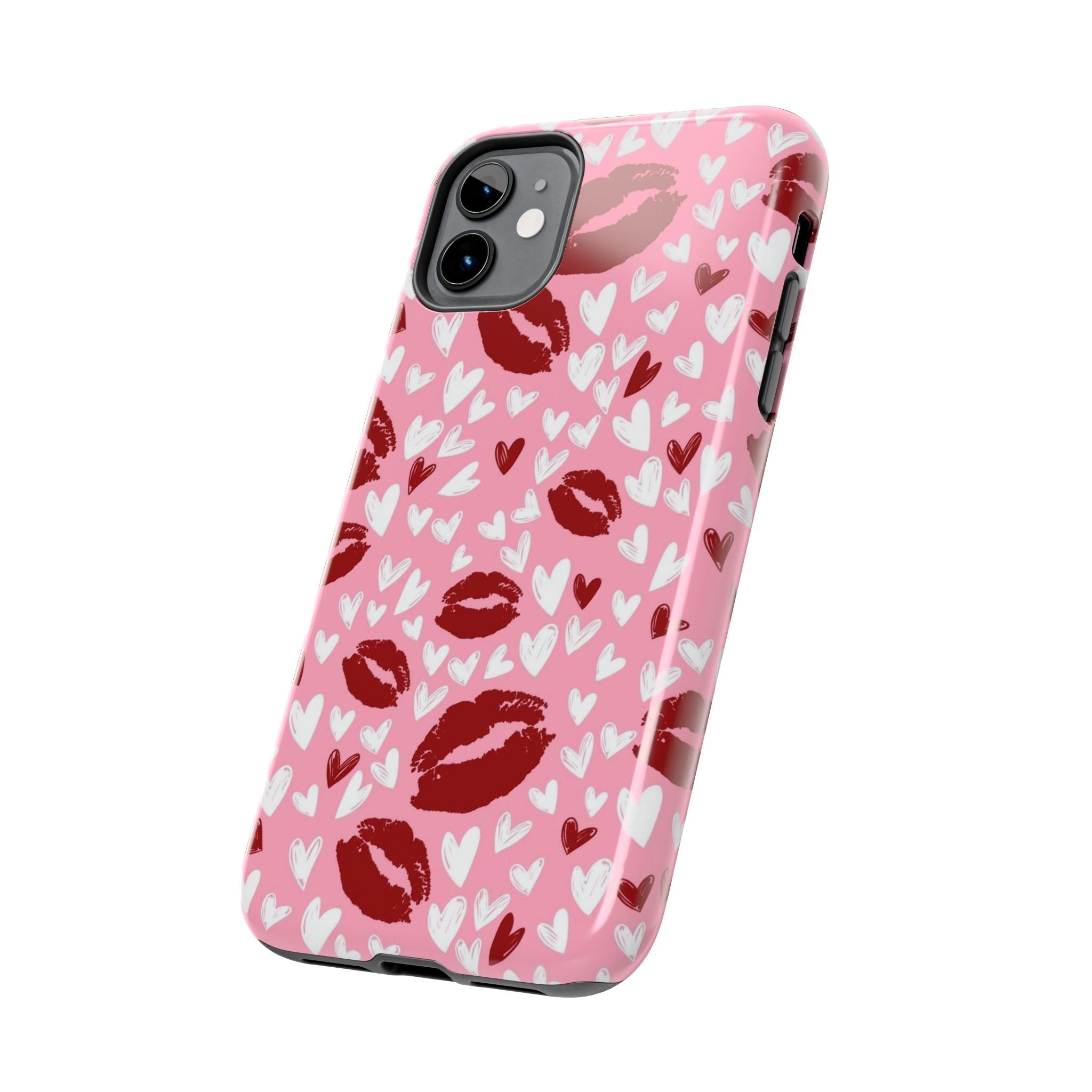 Pink Kiss Hearts Tough Phone Case — Cute Valentine Protective Phone Cover
