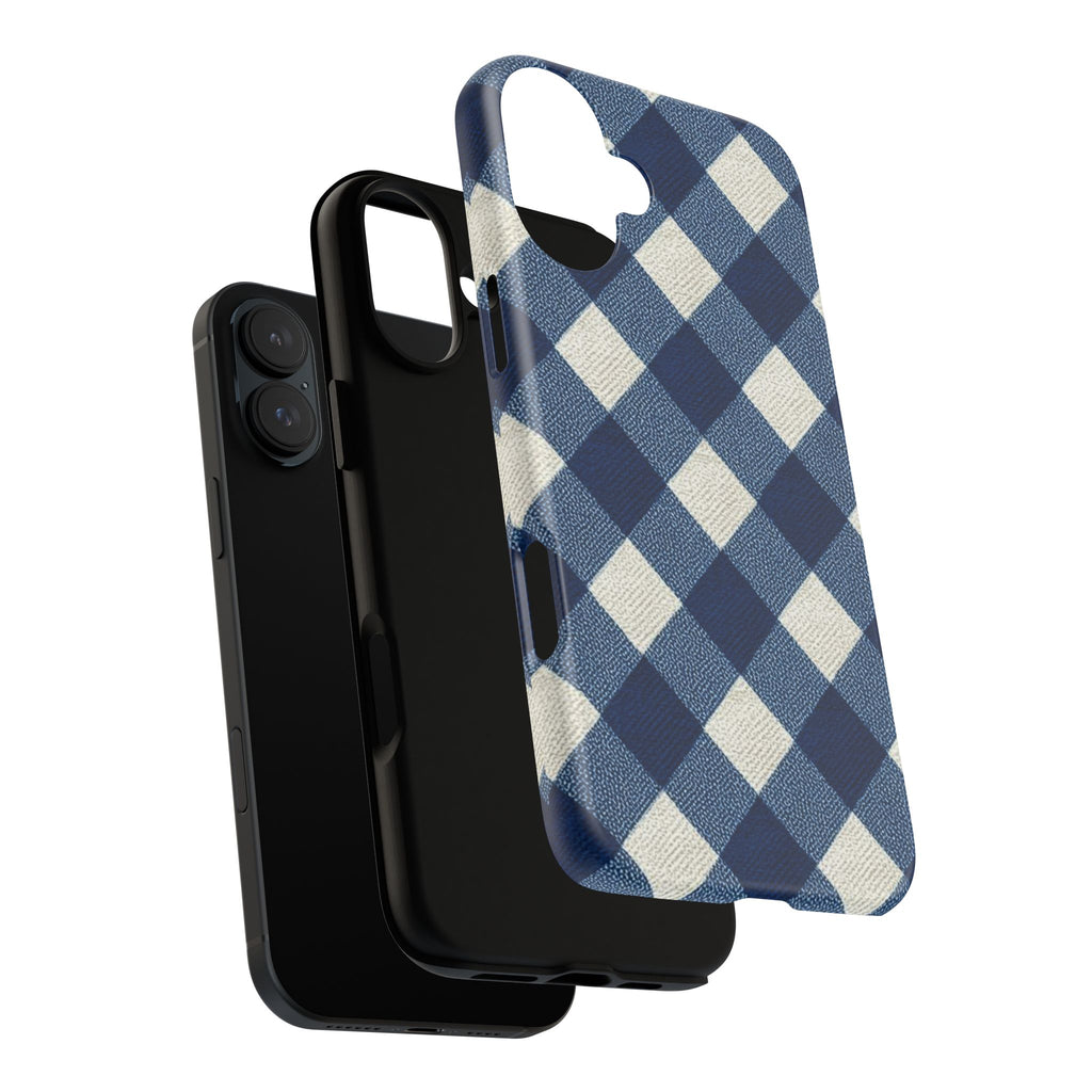 Blue Buffalo Plaid Tough Phone Case — Durable Protective iPhone Cover