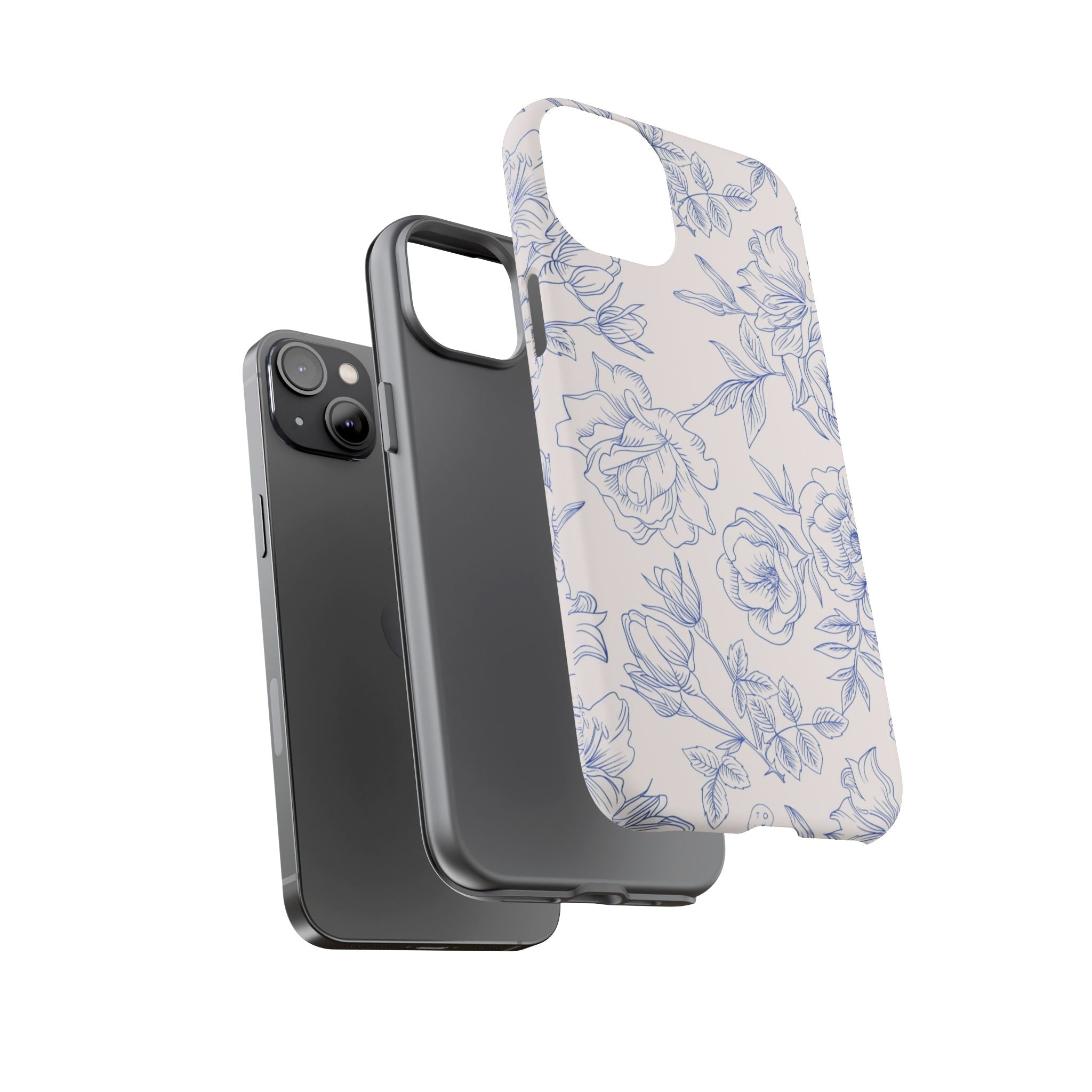 Phone Case — Blue Floral Sketch Tough Protective Case
