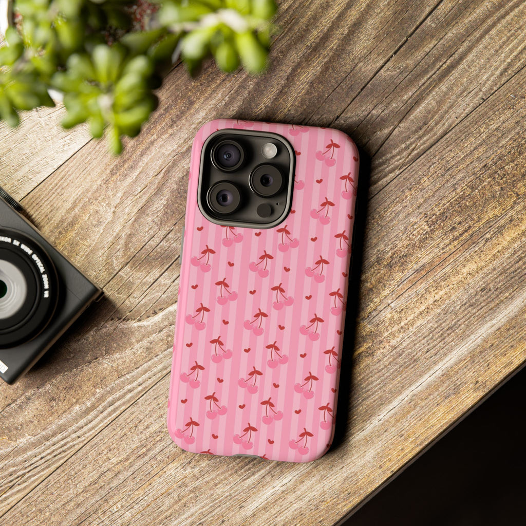Pink Cherry Pattern Tough Phone Case