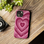 Pink Retro Heart Tough Phone Case – Star Accent Protective Cover