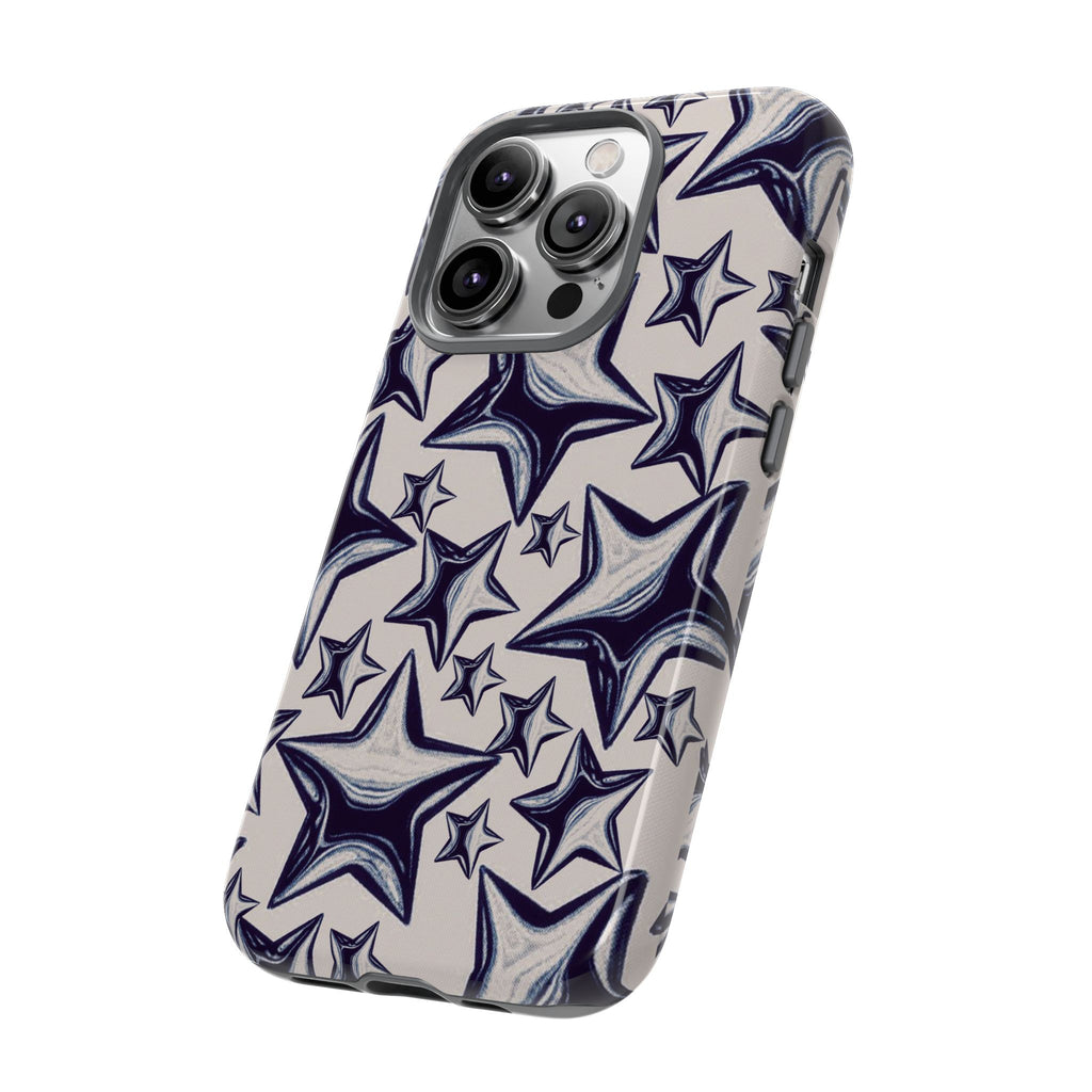Star Sketch Tough Phone Case — Black & White Doodle Stars Protective Cover