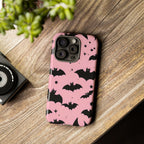 Pink Bat Pattern Tough Phone Case — Cute Halloween Bat Wings Design