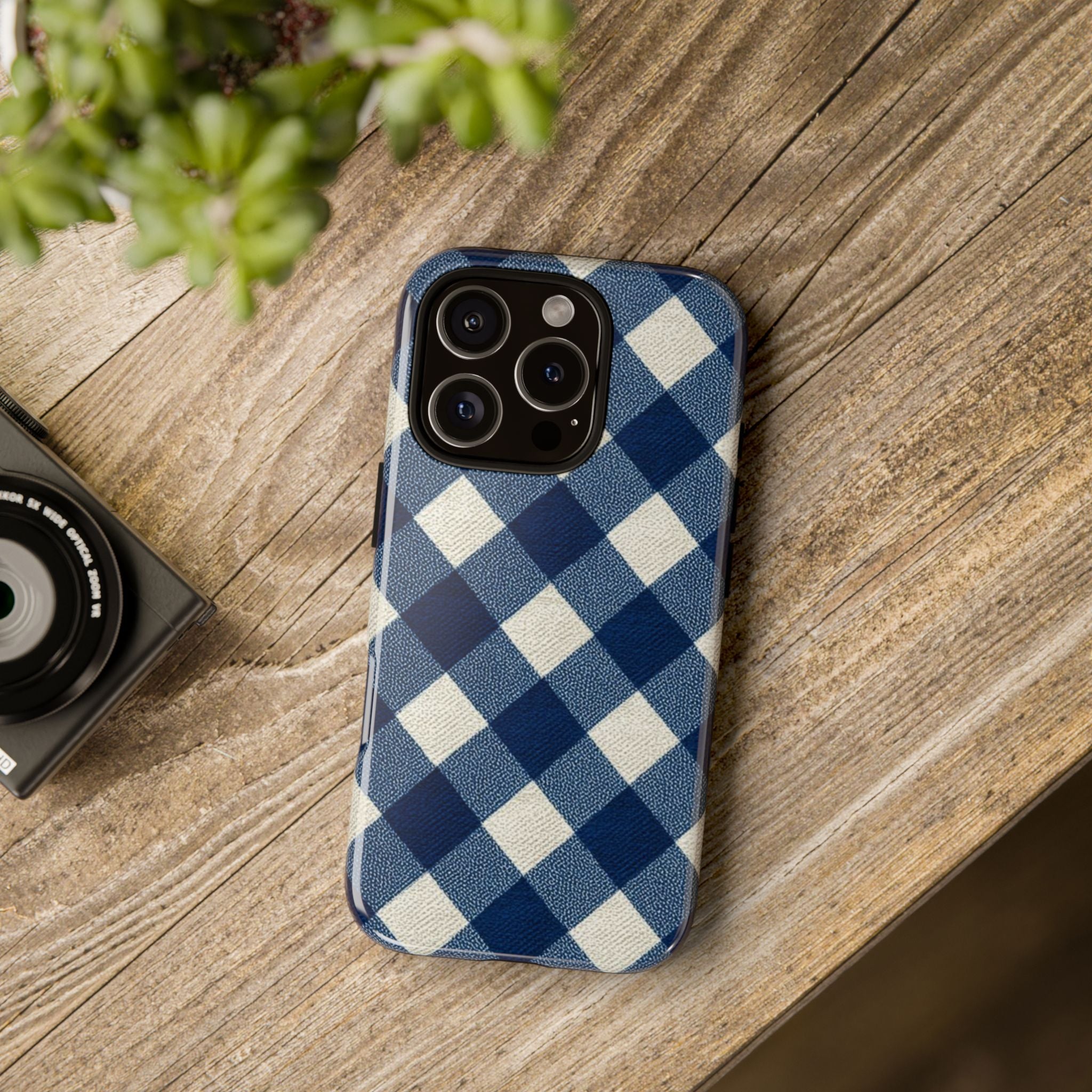 Blue Buffalo Plaid Tough Phone Case — Durable Protective iPhone Cover