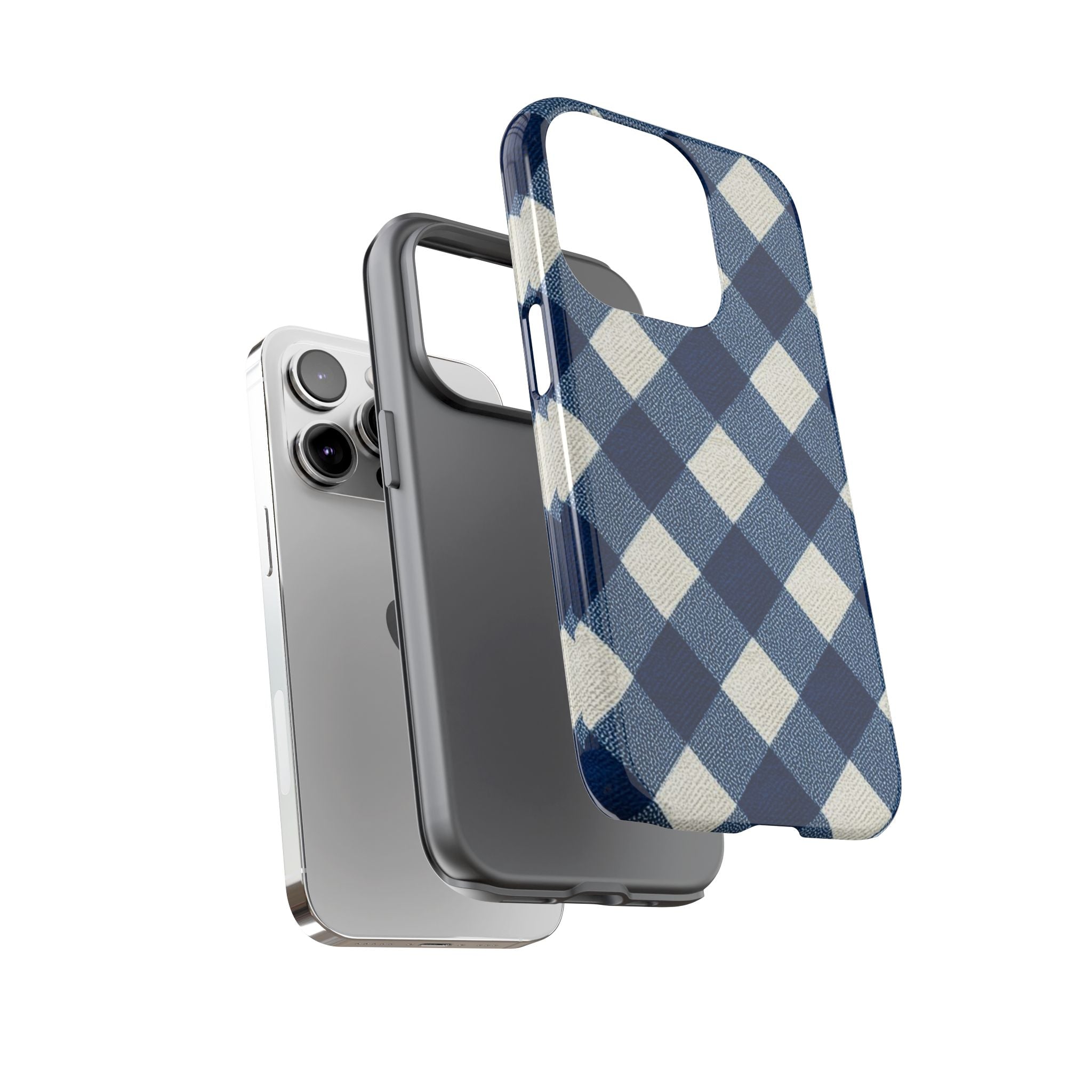 Blue Buffalo Plaid Tough Phone Case — Durable Protective iPhone Cover