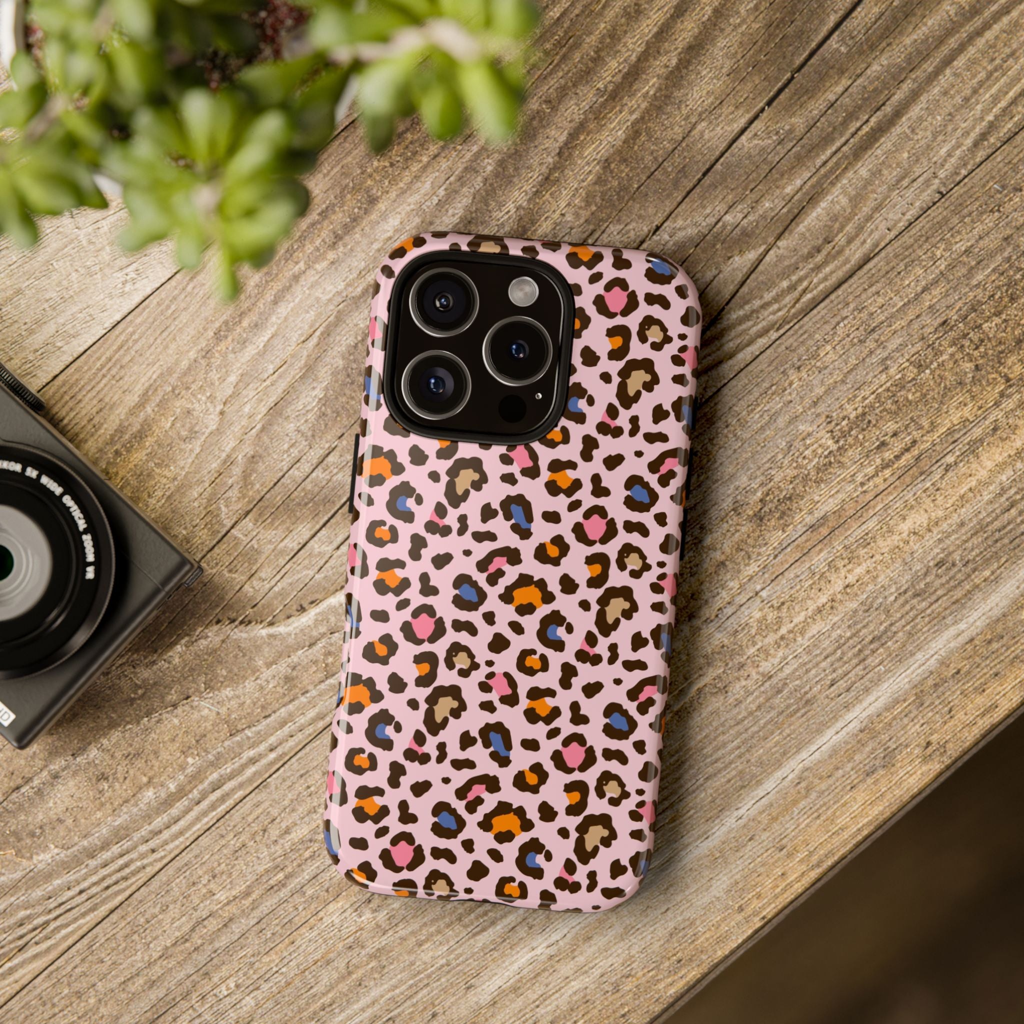 Pink Leopard Print Tough Phone Case — Durable Protective iPhone Cover