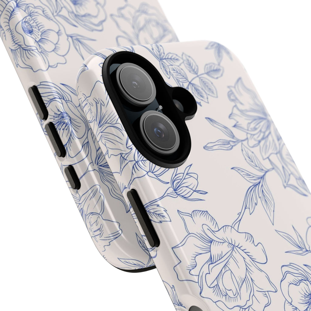 Phone Case — Blue Floral Sketch Tough Protective Case