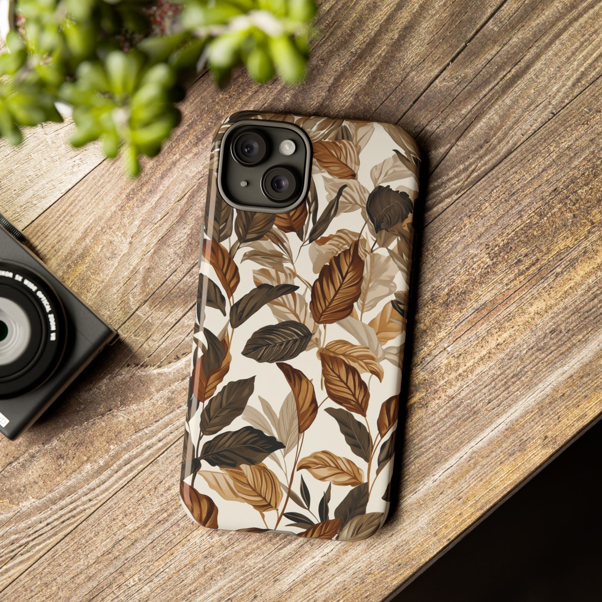 Autumn Leaves Phone Case — Brown Botanical Tough Case