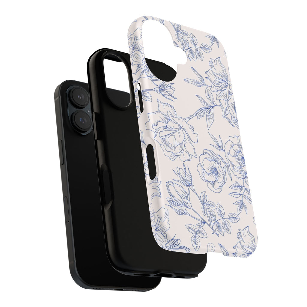 Phone Case — Blue Floral Sketch Tough Protective Case