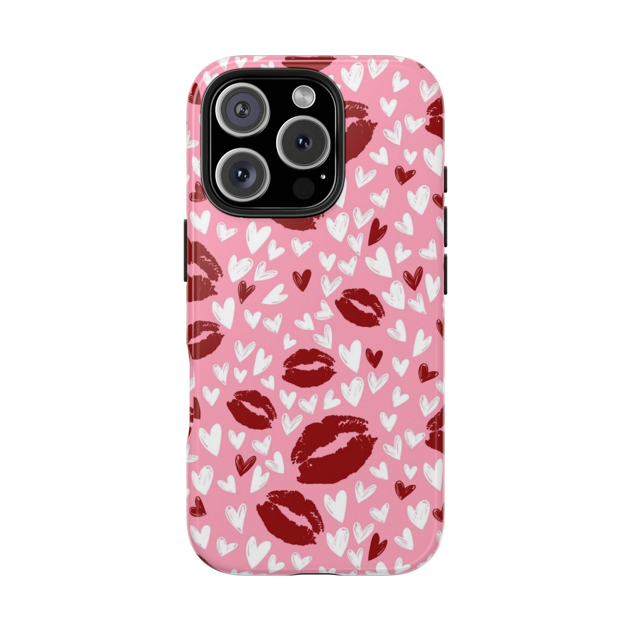 Pink Kiss Hearts Tough Phone Case — Cute Valentine Protective Phone Cover