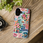 Coastal Collage Phone Case — Retro Beach Surf Floral Design