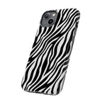 Zebra Print Tough Phone Case — Black & White Animal Stripe Protective Cover