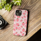 Strawberry Pattern Phone Case – Cute Pink Fruit Protective Tough Case